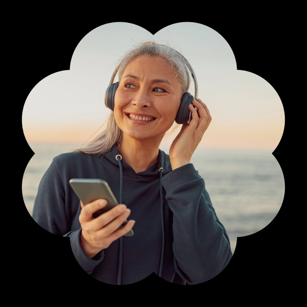 Woman listening with headphones