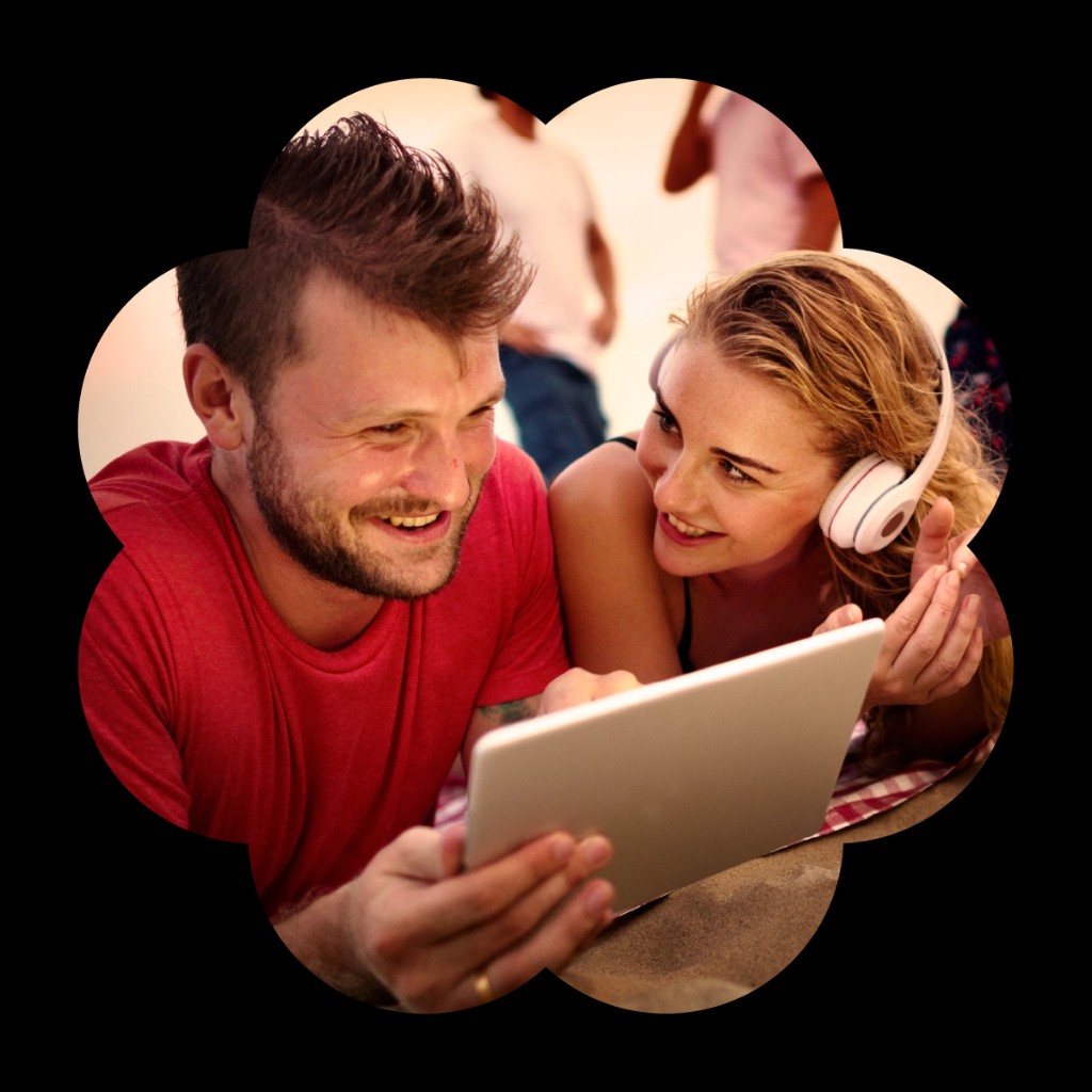 Couple learning together on a tablet